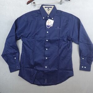 NWT Maserati Shirt Long Sleeve Teflon Fabric Button Down Navy Mens Size Small